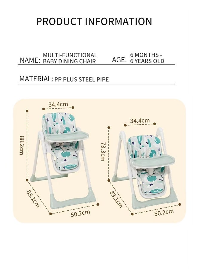 Generic 3 in 1 Portable Baby High Chair ,Convertible High chair with Lockable Wheels, Adjustable Height & Recline for 6 12 24 36 Months Babies & Toddlers, Foldable High Chair for Space-Saving with 5 Adjustable Height & Removable Seat & Tray & 5-Point Harness & 2 Locking Wheels, Easy To Clean and Removable Tray Baby High Chair,Multifunctional Infant Highchair for Babies Toddlers Girl ,for for Babies and Toddlers to 5 Years Old  - Image 2