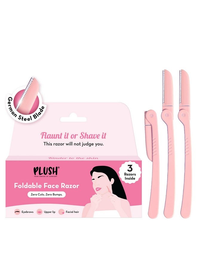 Plush Fubu Plush Foldable & Reusable Face & Eyebrow Razor for Women (Pack of 3) | Also for Upperlips, Forehead, Sideburns and Eyebrow | Painless and Instant Hair Removal at Home - Image 1