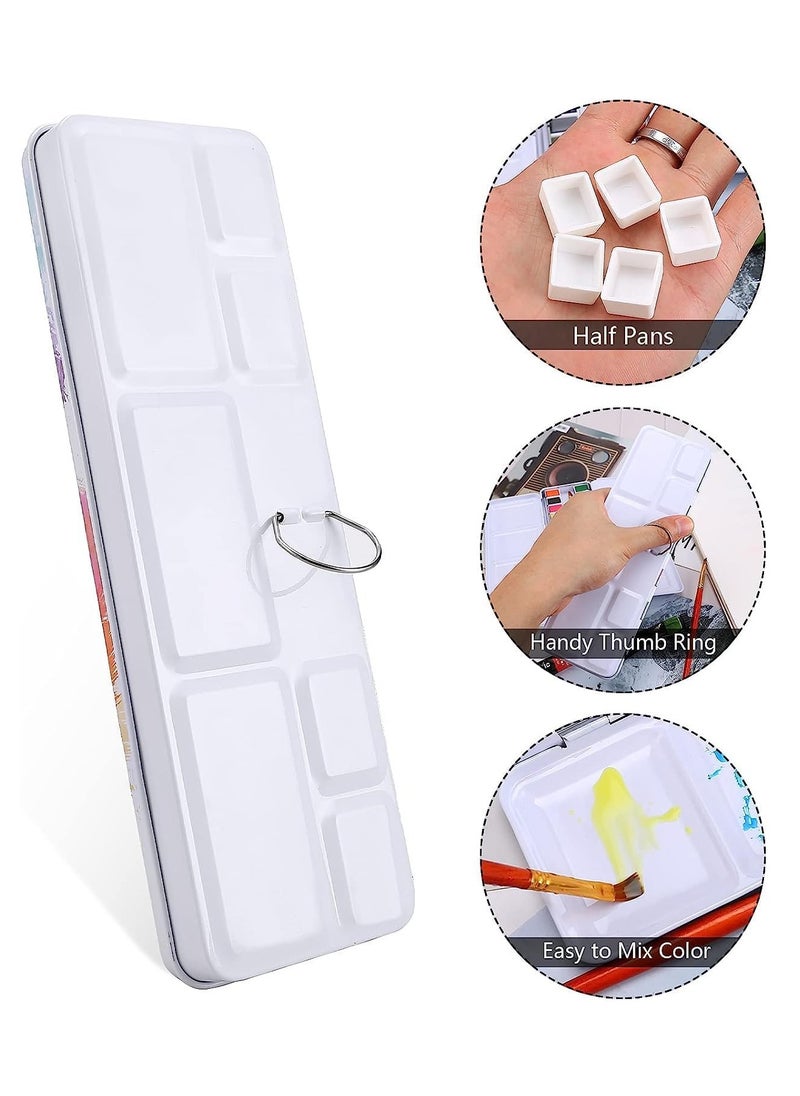 Generic - Empty Watercolor Palette, Empty Watercolor Tin with Fold Out Palette, Medium Colorful Watercolor Tray Palette with 26 Empty Half Pans for Plein Air Painting and Sketching for DIY Travel Palette - Image 1