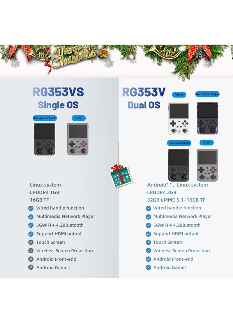 RG353VS Retro Handheld Game Linux System, RG3566 3.5 inch IPS Screen, with 64G TF Card Pre-Installed 4452 Games, Supports 5G WiFi 4.2 Bluetooth Online Fighting, Streaming and HDMI (Black)