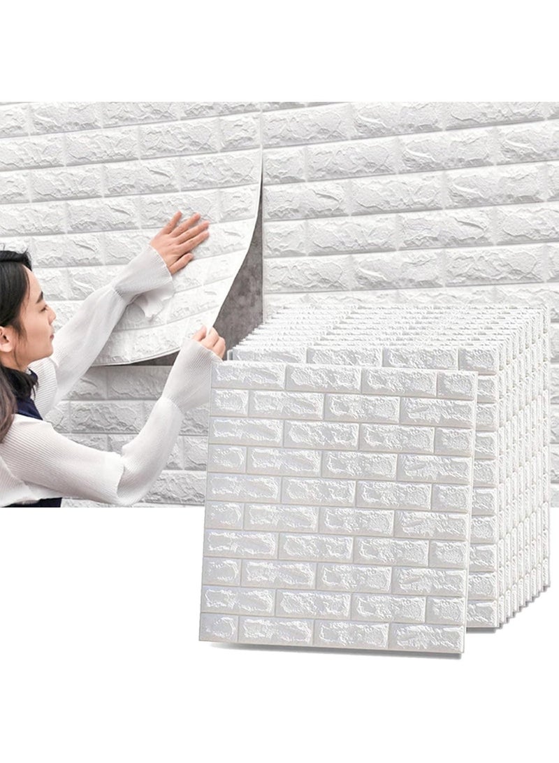 15-Piece 3D White Brick Wall Panels, Self-Adhesive Removable Foam Wallpaper, Waterproof, Moisture-Resistant and Sound-Insulating, 77 × 70 cm, for Living Room, Bedroom and Kitchen - Image 1