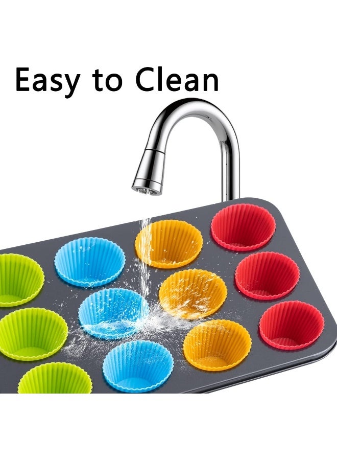 MOMENT صواني مافن من الفولاذ الكربوني غير اللاصق مع بطانات الكب كيك - زوج من صواني الكب كيك لخبز المافن، صينية خبز الكب كيك مع 12 كوب - Image 4