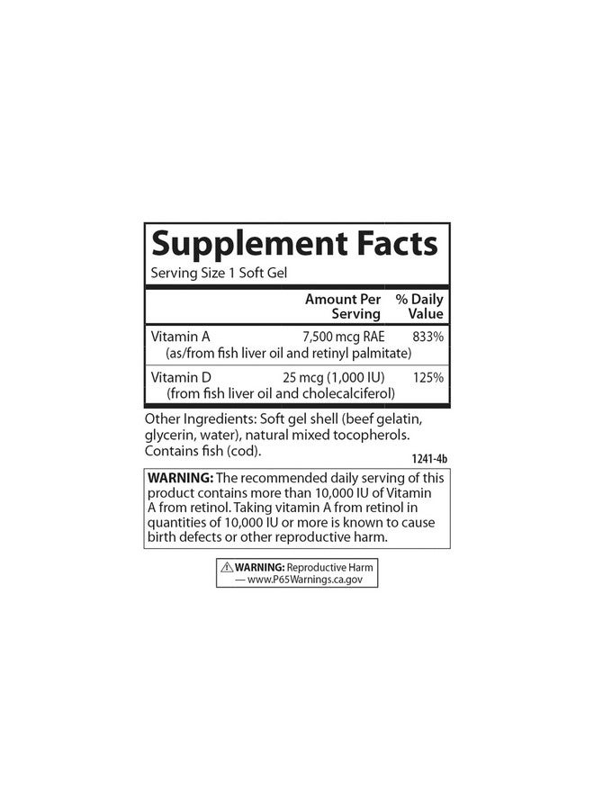 Carlson A  D 25000 Iu 7500 Mcg Rae  1000 Iu 25 Mcg Vision Support Immune Function  Skin Health 100 Softgels - Image 5
