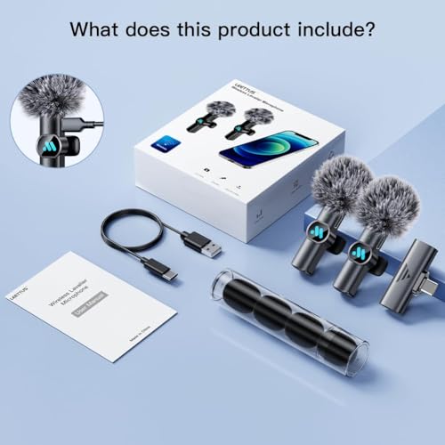 Bietrun 2pcs Lavalier Wireless Microphone for iPhone 15/16/Android Video Recording,Mini Microphone for Game Live Streaming,Interviews,YouTube,TikTok,Vlog (BIT13) - Image 4