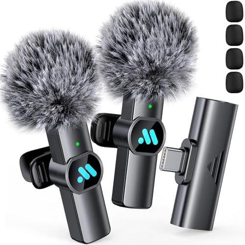 Bietrun 2pcs Lavalier Wireless Microphone for iPhone 15/16/Android Video Recording,Mini Microphone for Game Live Streaming,Interviews,YouTube,TikTok,Vlog (BIT13) - Image 1