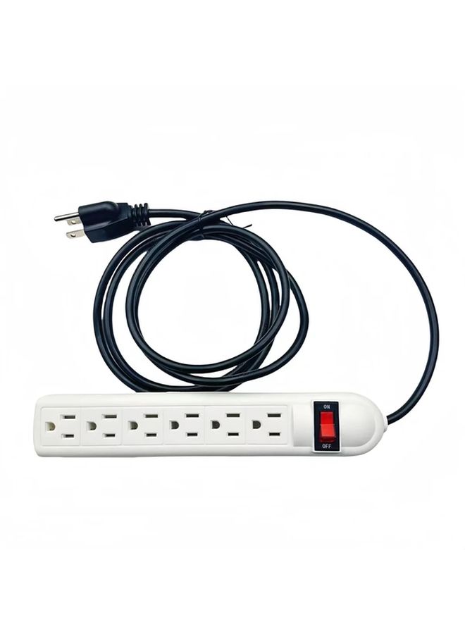 Extension Cord 6 Outlet Surge Protector Power Strip 800 Joules Flat Plug 1.8m - Image 1