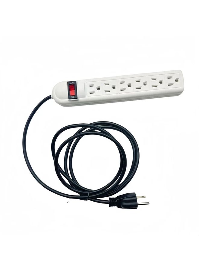 Extension Cord 6 Outlet Surge Protector Power Strip 800 Joules Flat Plug 1.8m - Image 2