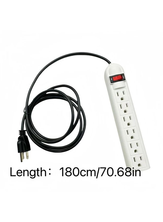 Extension Cord 6 Outlet Surge Protector Power Strip 800 Joules Flat Plug 1.8m - Image 3