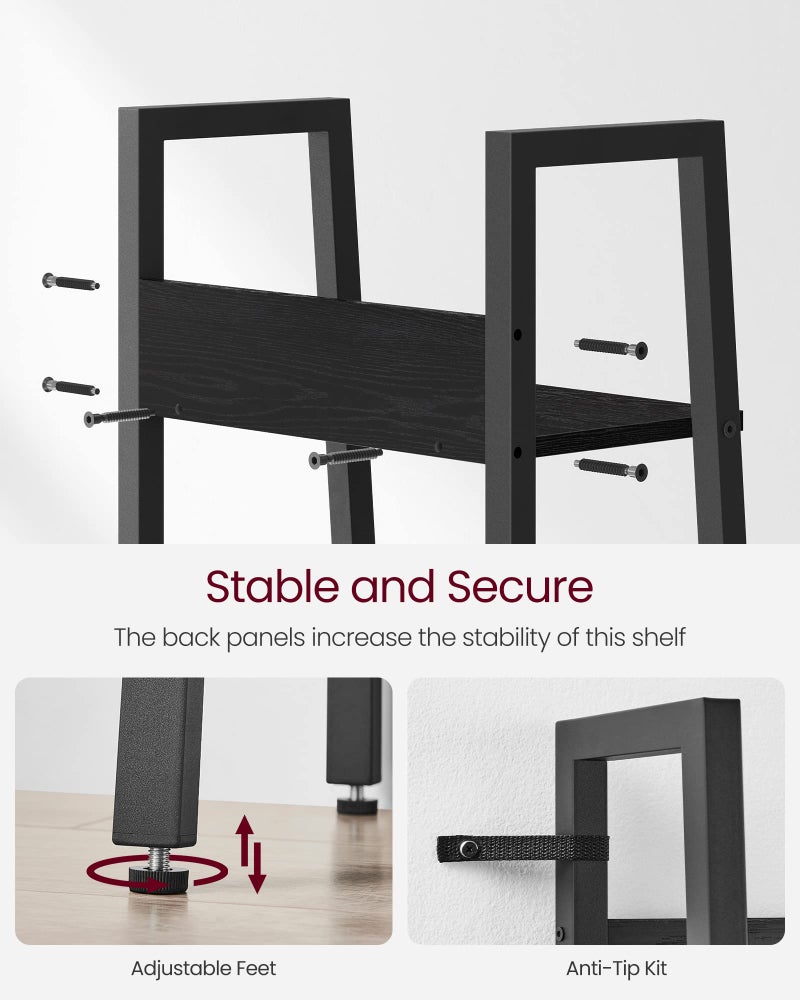 VASAGLE Bookshelf, 5-Tier Narrow Book Shelf, 11.8 x 13.3 x 66.9 Inches, Ladder Shelf for Home Office, Living Room, Bedroom, Kitchen, Ebony Black and Ink Black ULLS109B56 - Image 4