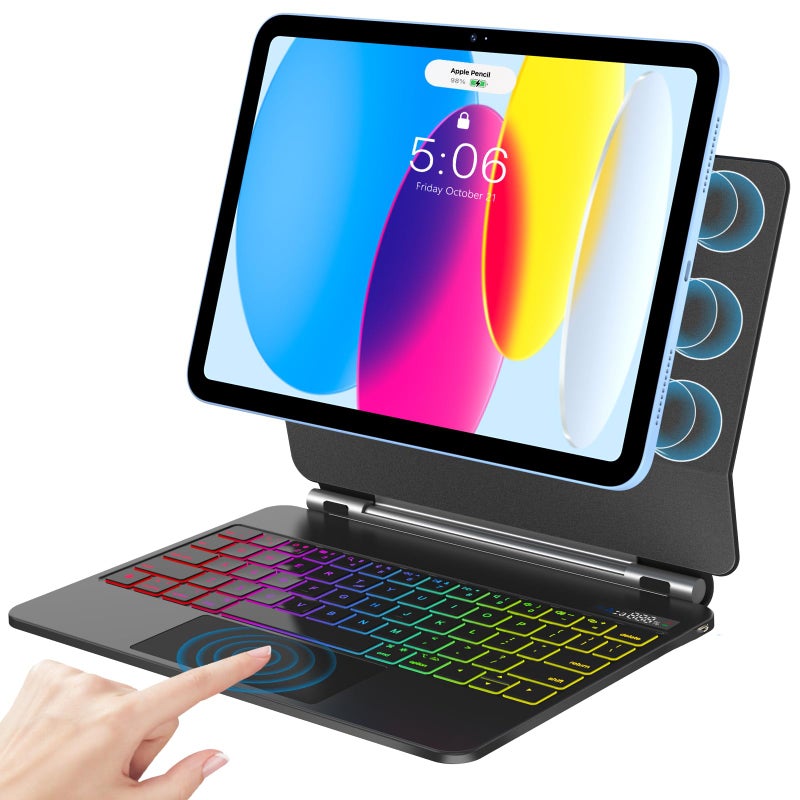 KARFUN Keyboard Case for iPad 11th (A16, 2025) & 10th Gen 10.9" (2022)â€“Floating Cantilever Stand with Multi-Touch Trackpadâ€“Backlit Magic Keyboards for iPad A16 Case with Keyboard 11th/10th Gen (Black) - Image 1