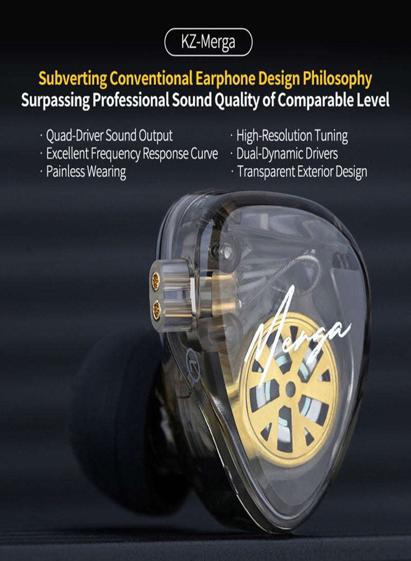 كي زد سماعات KZ Merga 2DD الديناميكية، سماعات موسيقى هاي فاي، سماعات أذن سلكية، 4 وحدات تشغيل، سماعة ضبط عالية الدقة، سماعات أذن رياضية للألعاب، كابل قابل للفصل ثنائي السنون، بدون ميكروفون. - Image 4
