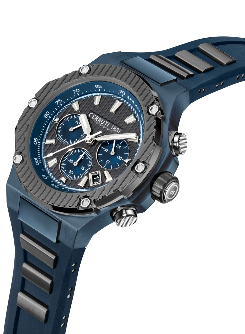 CERRUTI 1881 Lucardo Chronograph Watch for Men - Cool Grey Dial, Blue Silicone Strap