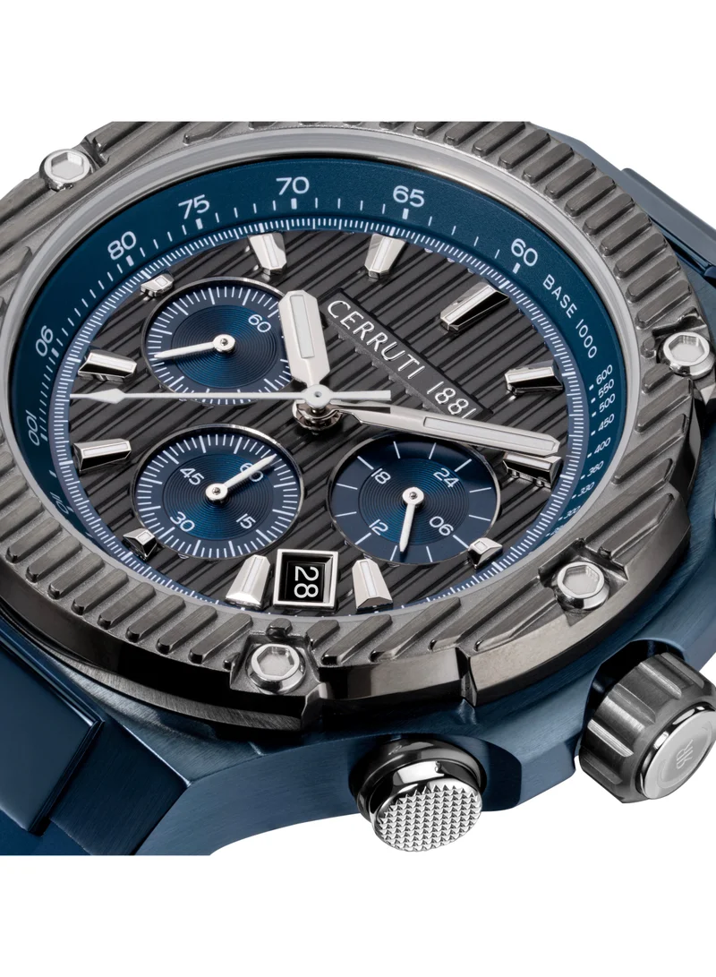 CERRUTI 1881 Men's Lucardo Chronograph Watch for Men - Cool Grey Dial, Blue Silicone Strap