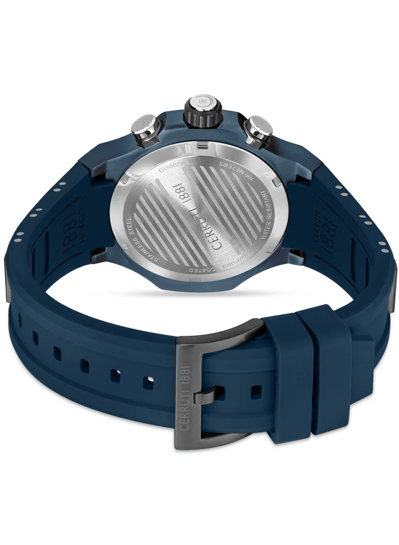 CERRUTI 1881 Men's Lucardo Chronograph Watch for Men - Cool Grey Dial, Blue Silicone Strap