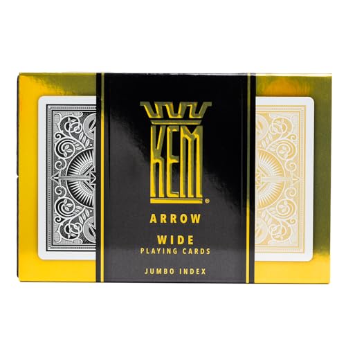 KEM Arrow Black and Gold Plastic Playing Cards - Jumbo Index, Poker Size, Premium Casino Grade - 2 Decks - Image 3