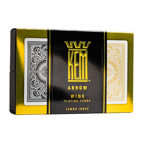 KEM Arrow Black and Gold Plastic Playing Cards - Jumbo Index, Poker Size, Premium Casino Grade - 2 Decks - Image 2