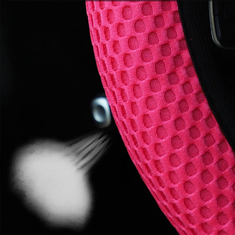 Bittwee 3PCS 15Inch Car Steering Wheel Cover Armrest Cover Gear Shift Cover Set, Microfiber Breathable Anti-Slip Automotive Steering Wheel Protector, Vehicle Interior Decor, Universal Fit（Rose Red） - Image 4