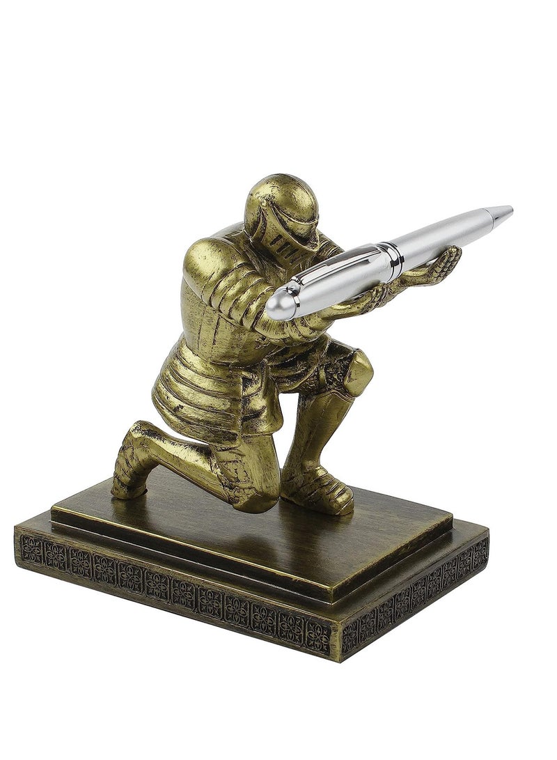 SYOSI Executive Knight Pen Holder  Personalized decoration Desk Accessory Stationery organizer, creative Pen Stand Decorative Gift for Office Blue  - Image 1