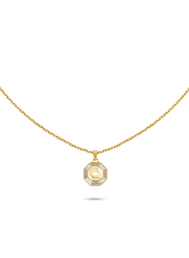 Lleana Gold Cutout C Logo MOP Necklace for Women