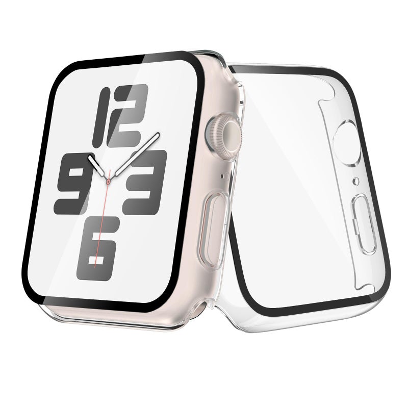 JULK Apple Watch Series 4/5/6/SE 40mm 2 Pack Hard PC Case with Slim Tempered Glass Screen Protector, Transparent - Image 2