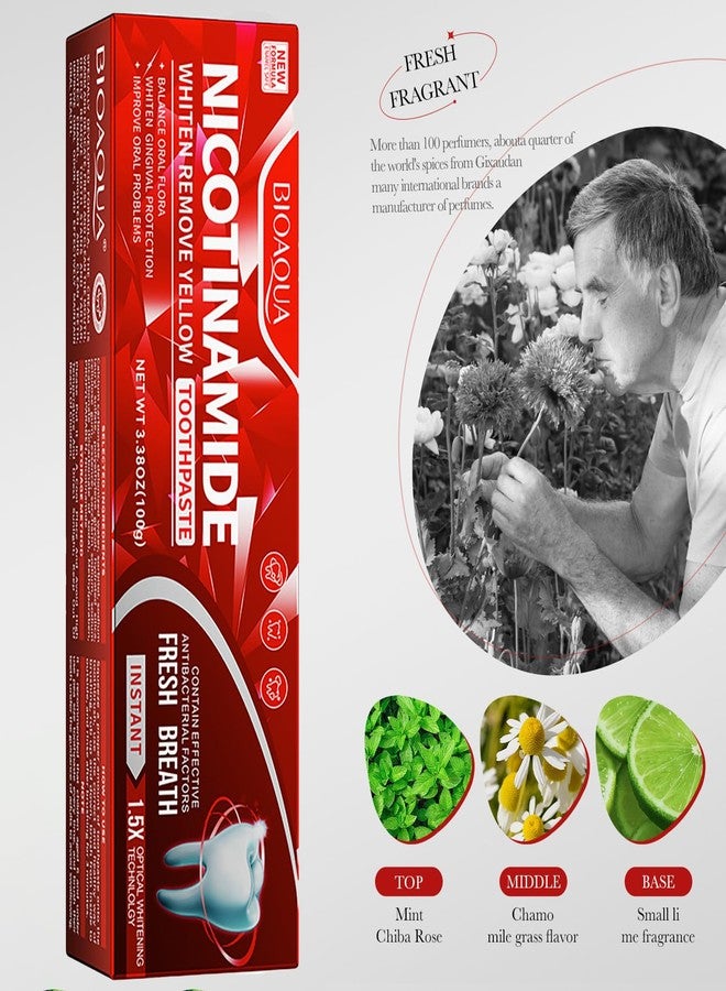 بيو أكوا معجون أسنان بيو أكوا 1.5X لتبييض الأسنان الفوري، يوازن البكتيريا النافعة في الفم، يبيض الأسنان، يحمي اللثة، يمنح نفسًا منعشًا، آمن على مينا الأسنان، 100 غرام / 3.38 أونصة (يبيض الأسنان ويزيل الاصفرار (النيكوتيناميد)) - Image 5