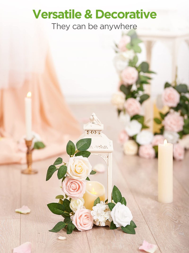 Innogear Artificial Flowers  50 Pcs Cream Foam Fake Roses Bulk With Stems For Decoration Diy Wedding Bouquets Centerpieces Bridal Shower Party Christmas Tree - Image 5