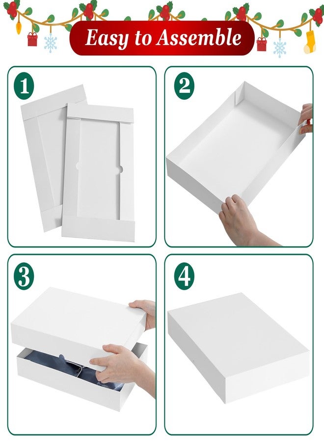 STYPOP 12 Pack Gift Boxes with Lids for Present - 6 Extra Large 17" (4" Deep) & 6 Large 14" (2" Deep) White Gift Boxes for Clothing Wrapping, Christmas - Image 5