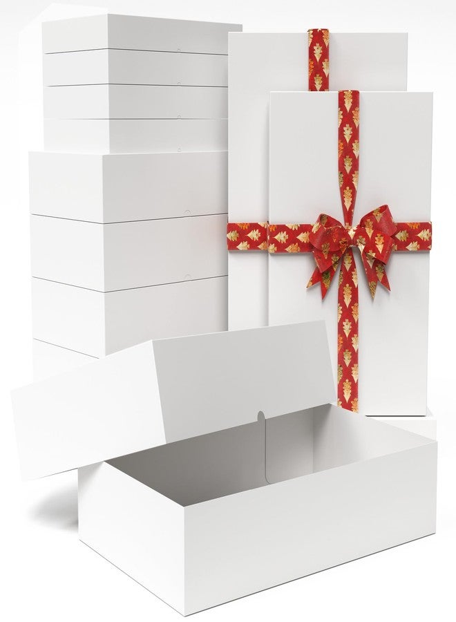 STYPOP 12 Pack Gift Boxes with Lids for Present - 6 Extra Large 17" (4" Deep) & 6 Large 14" (2" Deep) White Gift Boxes for Clothing Wrapping, Christmas - Image 1