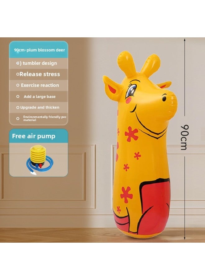 Sandbag Tumbler Decompression Sandbag Adult Home Boxing Training Equipment Kidsren's Fitness Inflatable Boxing Column Cool-Color:Sika Deer [upgraded And Thickened Version] Comes With Air Pump + Repair Patch  - Image 1