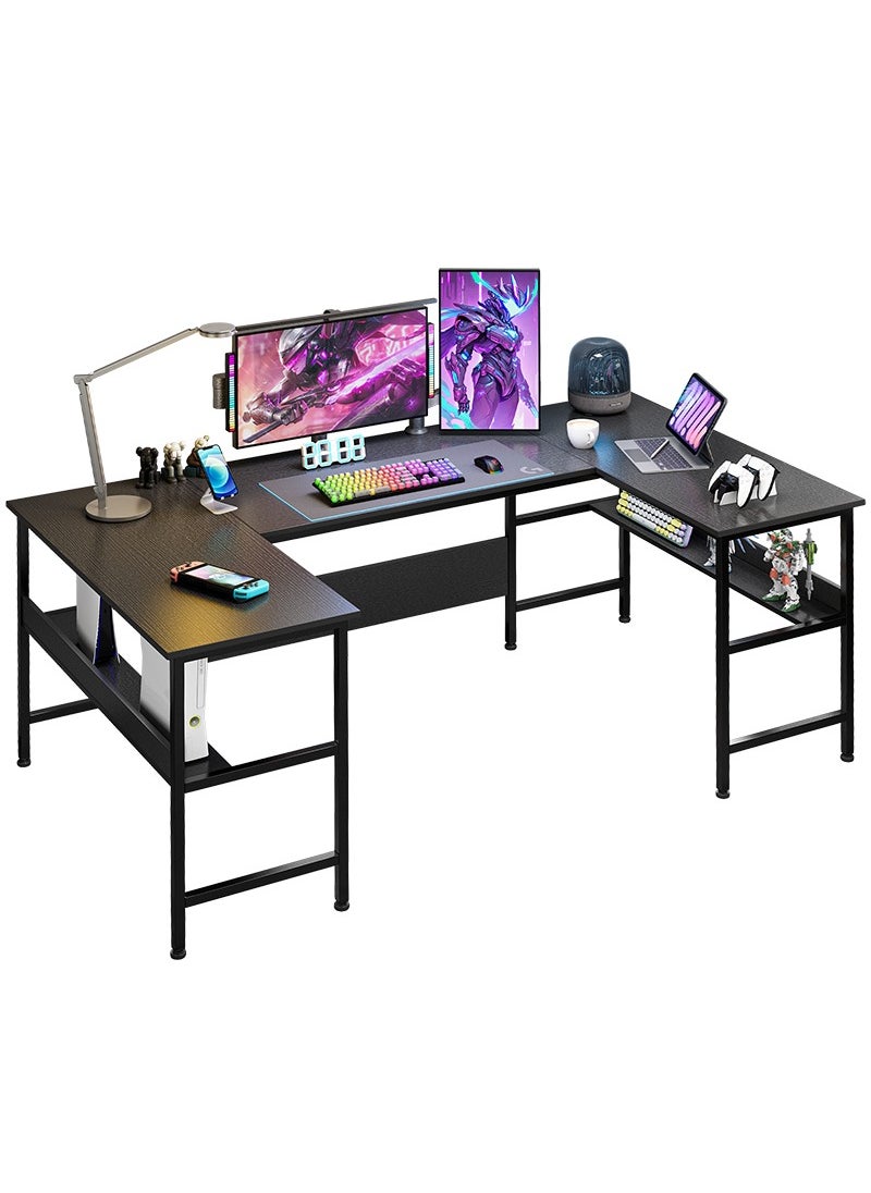 Stubborn Large Gaming Table, 180cm U Shaped desk, Texture Desktop Corner Computer Desk, U Office Desk with Storage Shelves, Gaming Desk for Office and Gaming Area  - Image 3