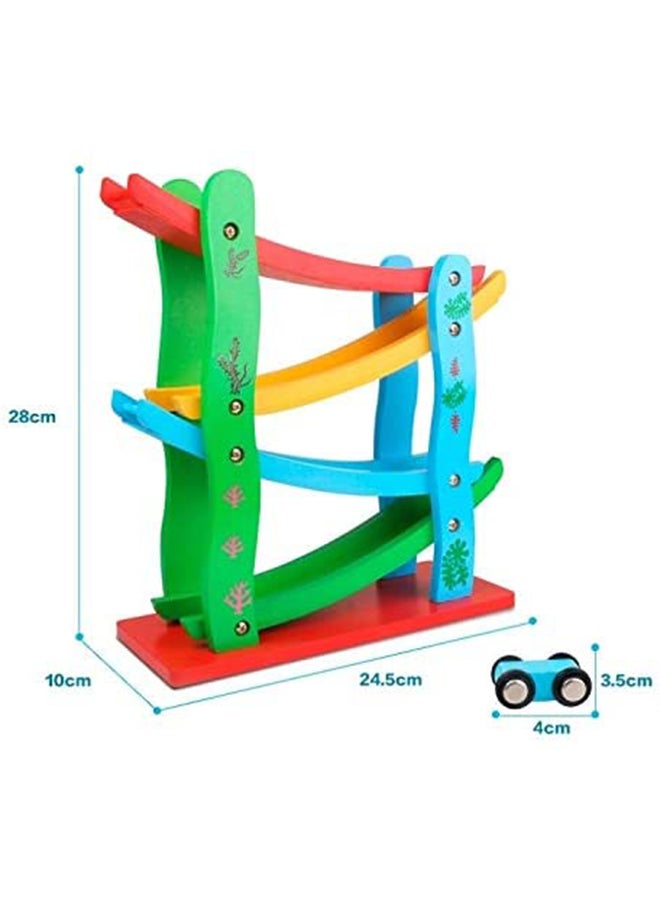 4 Layers Children Wooden Sliding Motor Racing Track Toy Car Game Ramp Racers With Cars - Image 5