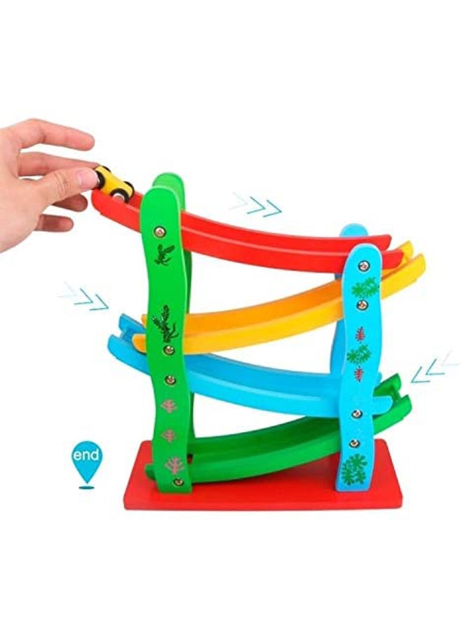 4 Layers Children Wooden Sliding Motor Racing Track Toy Car Game Ramp Racers With Cars - Image 4