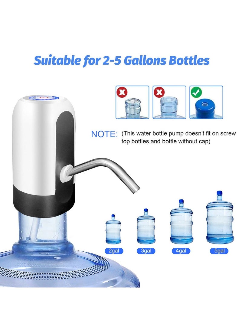 UREVO 5-Gallon Water Bottle Pump, USB Charging Portable Electric Water Pump for 2-5 Gallon Jugs - White - Image 5