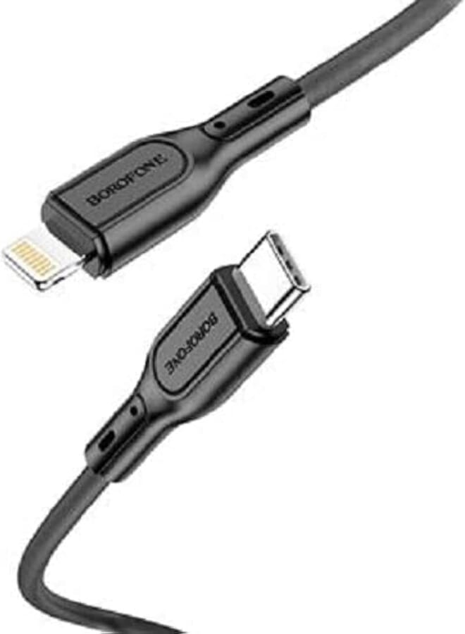 Borofone Bx66 Wide Way Pd Silicone Charging Data Cable Type-C To Lightning - Black