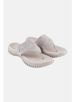 SKECHERS Women Go Walk Charmed Slip On Sandals, Light Grey  - Image 1