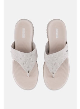 SKECHERS Women Go Walk Charmed Slip On Sandals, Light Grey  - Image 3