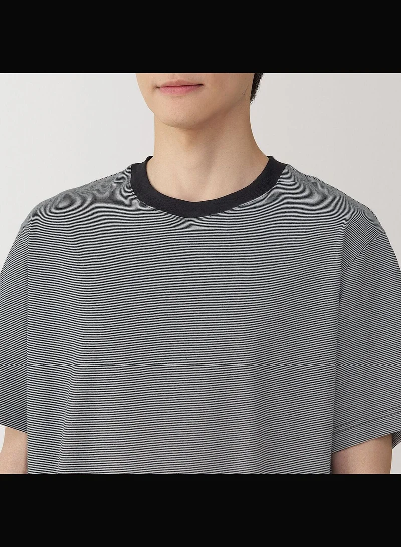 MUJI Jersey Striped Crew Neck Short Sleeve T-Shirt