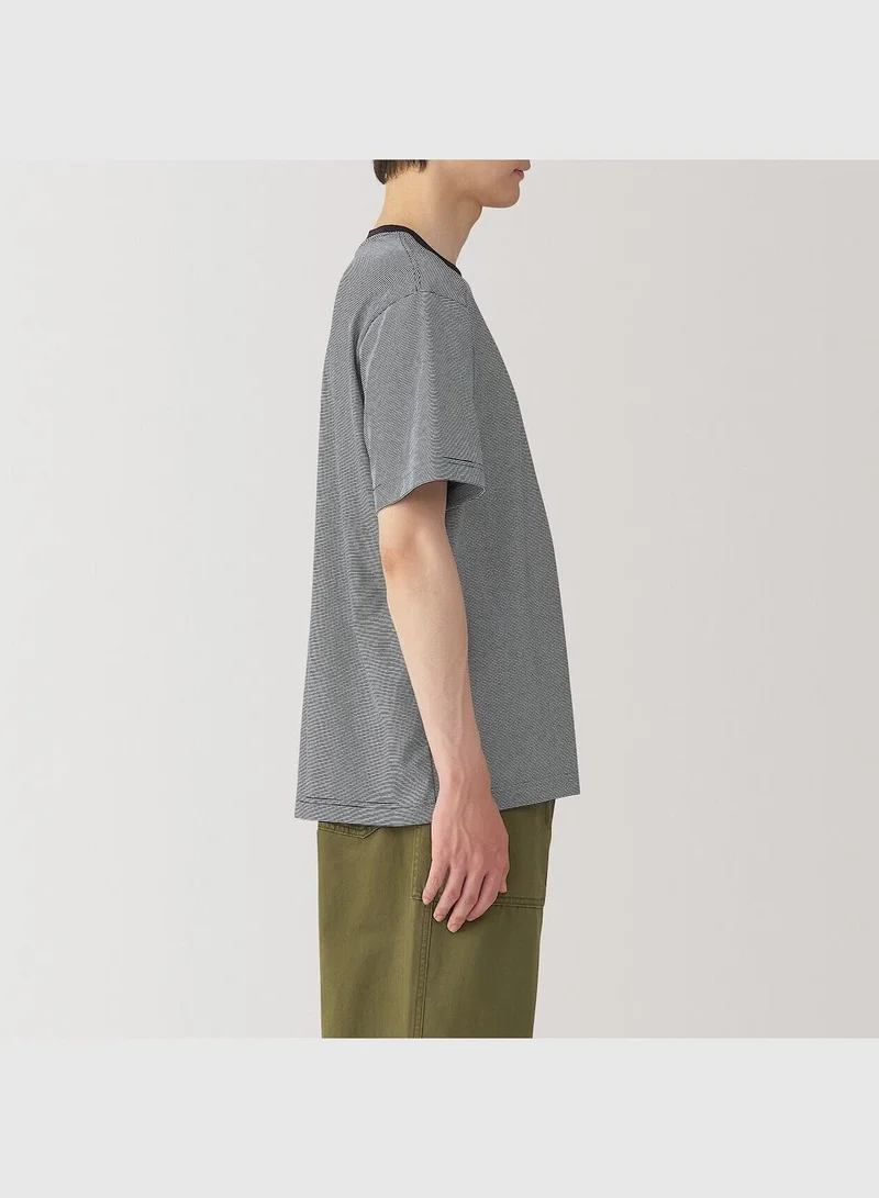 MUJI Jersey Striped Crew Neck Short Sleeve T-Shirt