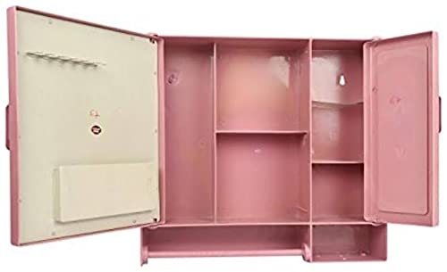 Epraiser Wall Mount Bathroom Cabinet with Rod 2 Mirror Door Toothbrush Holder 8 Shelve_Pink_16 Inch x 17 Inch x 4 Inch - Image 3