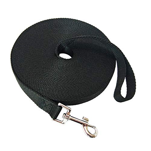 MANDAO Nylon Training Dog Leash for Small Medium Large Dogs, 15ft 20ft 30ft 50ft Long Leash Dog/Puppy Lead for Obedience Recall Training, Camping (50ft, Black) - Image 1