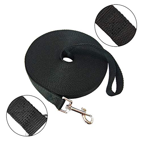MANDAO Nylon Training Dog Leash for Small Medium Large Dogs, 15ft 20ft 30ft 50ft Long Leash Dog/Puppy Lead for Obedience Recall Training, Camping (50ft, Black) - Image 2