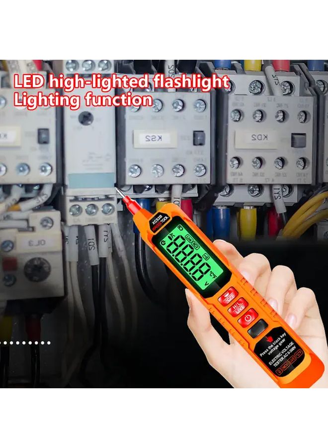 Orange Non Contact Voltage Tester Dual Range 12V 1000V AC LCD Display Buzzer Alarm Wire Breakpoint Finder - Image 2
