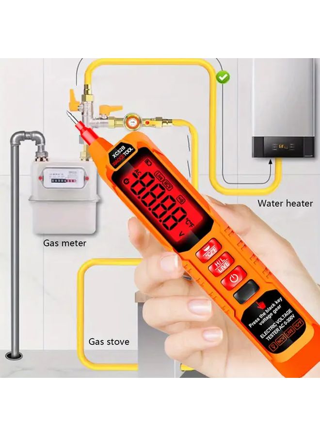 Orange Non Contact Voltage Tester Dual Range 12V 1000V AC LCD Display Buzzer Alarm Wire Breakpoint Finder - Image 3