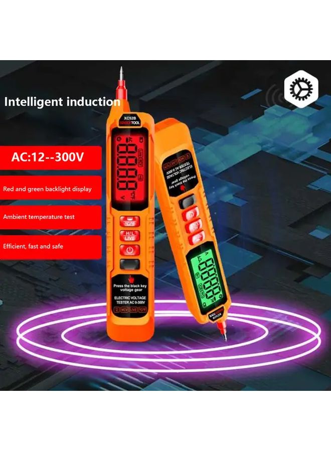 Orange Non Contact Voltage Tester Dual Range 12V 1000V AC LCD Display Buzzer Alarm Wire Breakpoint Finder - Image 4