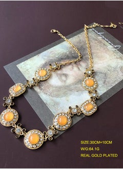 Al Aoyama Golden colour Jewelry Orange Resin Charm Jewelry Sets Women Earrings/Necklace/Bracelets  - Image 2