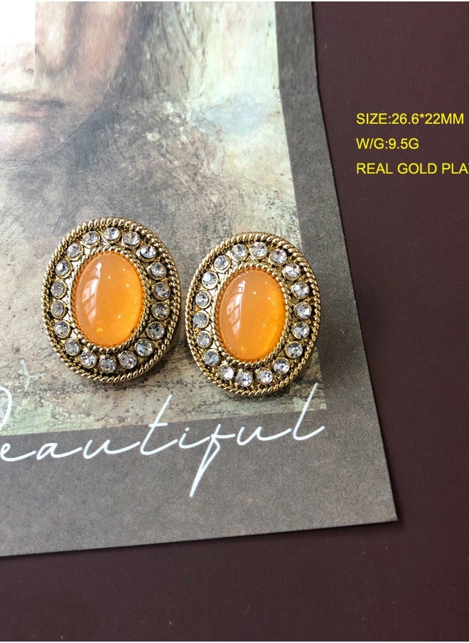 Al Aoyama Golden colour Jewelry Orange Resin Charm Jewelry Sets Women Earrings/Necklace/Bracelets  - Image 4