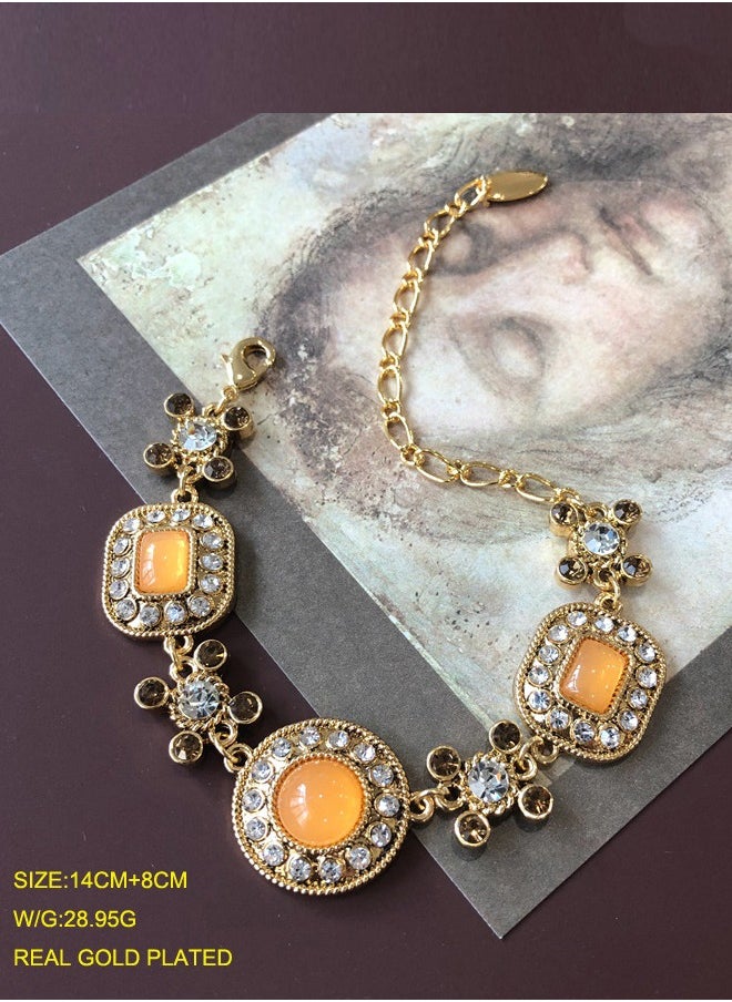 Al Aoyama Golden colour Jewelry Orange Resin Charm Jewelry Sets Women Earrings/Necklace/Bracelets  - Image 5