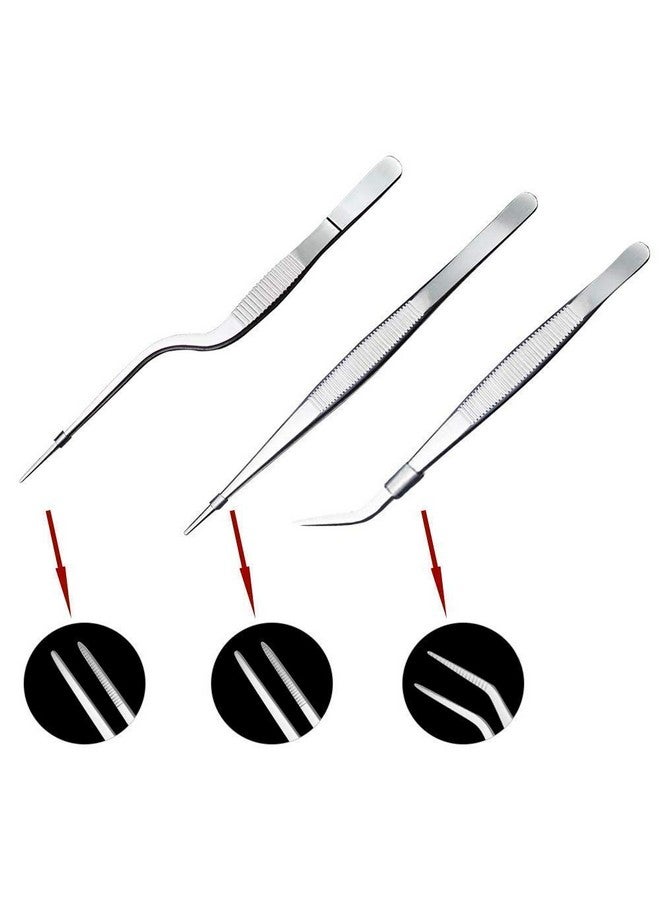 NJ مجموعة ملاقط وملاقط من الفولاذ المقاوم للصدأ - 3 قطع 6.3 بوصة، 4.7 بوصة ملاقط عظام السمك المسطحة والمائلة لأدوات الطهي للطهاة: مجموعة 5 قطع - Image 3