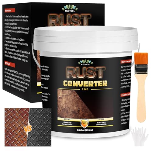 Meuvcol 2-in-1 Rust Converter & Metal Primer - 1 Gallon Black Rust Paint Inhibitor for Metal, Ultra Car Rust Reformer & Encapsulator, Long-Lasting Anti Rust Conversion Coating, Heat Resistance - Image 1