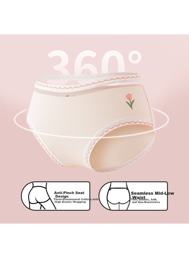 Top melon Dingguagua Developmental Stage Girls' Triangle Underwear 5a Mugwort Antibacterial Crotch Big Kids Sweet 3-pack Size 150 - Image 2